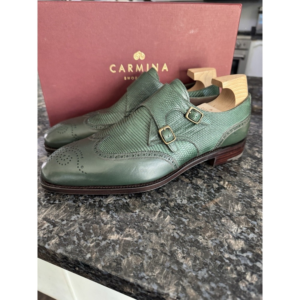 Custom Lizard Skin Carmina Double Monk Strap Dress Shoe W‎ Shoe Tree. NWB UK 10
